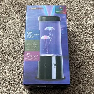 NWT Lifehaus 9in Black Jellyfish Table Lamp with RGB LED